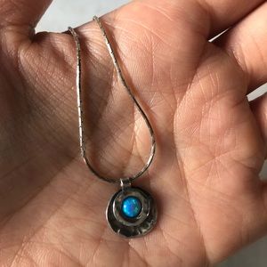 925 Sterling Silver opal Pendant Necklace
